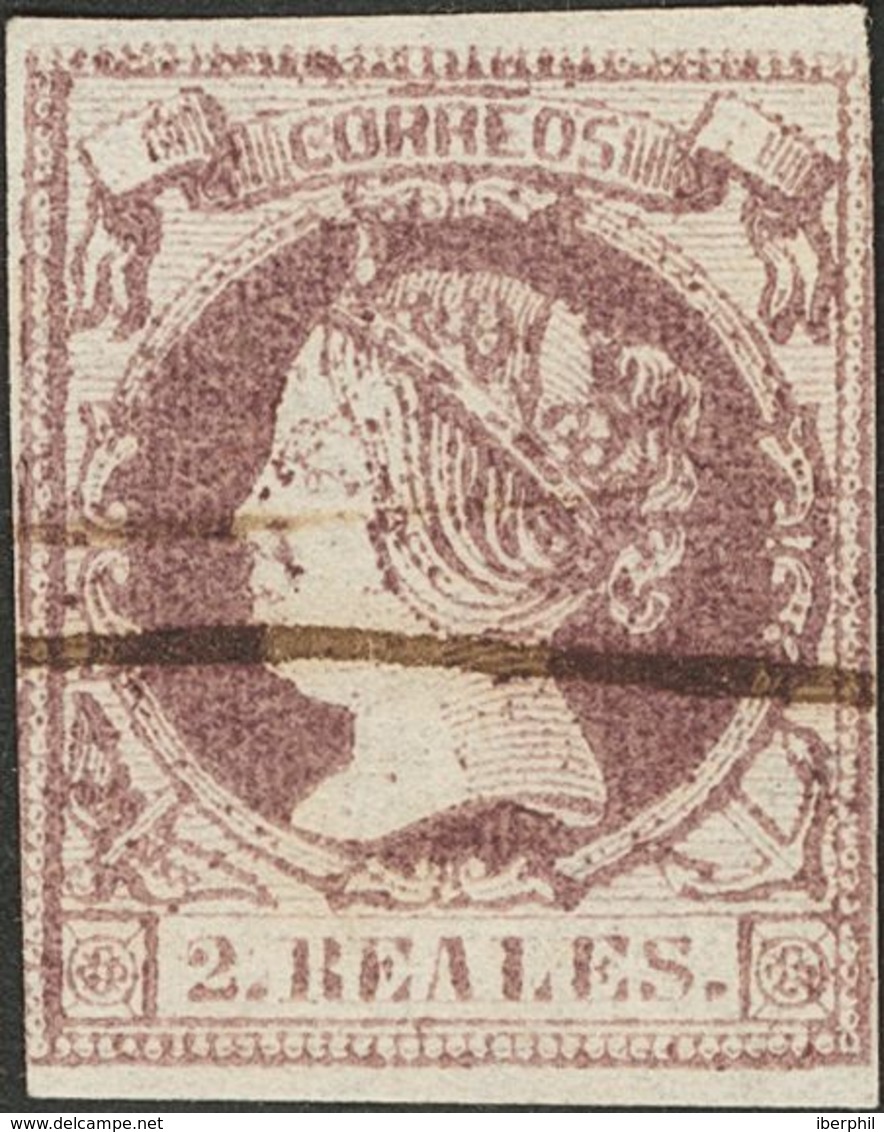 º56F. 1860. 2 Reales Violeta. FALSO POSTAL TIPO IV, Nutilizado A Pluma. MAGNIFICO Y RARO. - Sonstige & Ohne Zuordnung