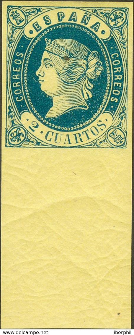 **57. 1862. 2 Cuartos Azul, Borde De Hoja. PIEZA DE LUJO. - Other & Unclassified