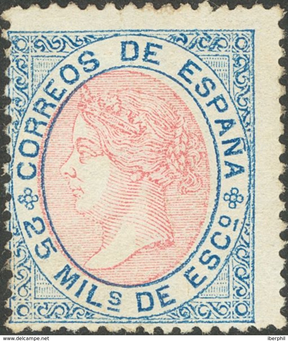 *95. 1867. 25 Mils Azul Y Rosa. Centraje De Emisión. BONITO. - Other & Unclassified