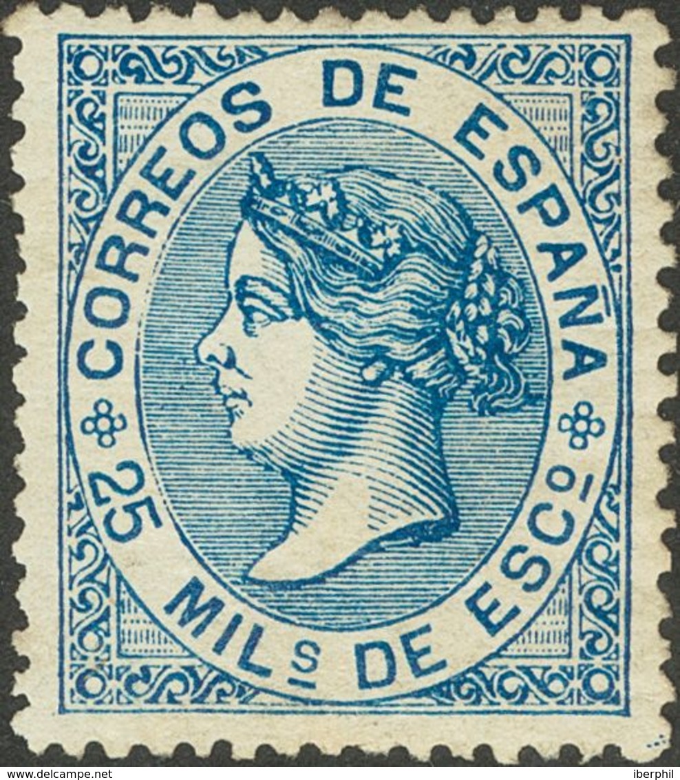 *97. 1868. 25 Mils Azul. Color Intenso. MAGNIFICO. Cert. CEM. - Andere & Zonder Classificatie