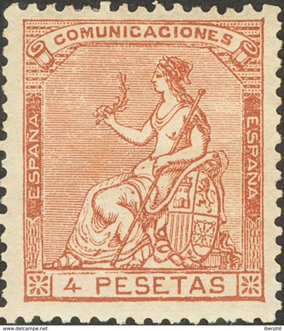 *139. 1873. 4 Pts Castaño Claro. Excelente Centraje Y Color Espectacular. PIEZA DE LUJO. Cert. CEM. - Andere & Zonder Classificatie