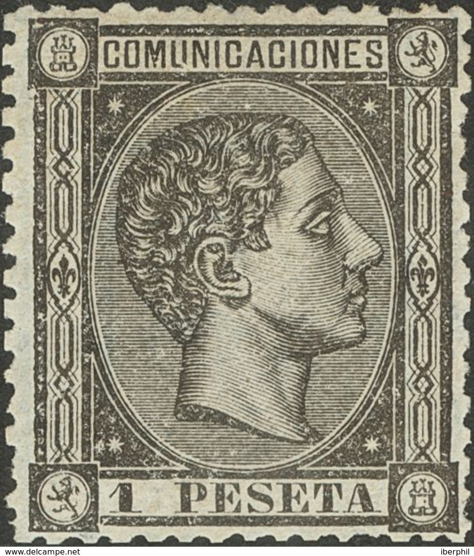 *169. 1875. 1 Pts Negro. Excelente Centraje. MAGNIFICO. Edifil 2018: +275 Euros - Other & Unclassified