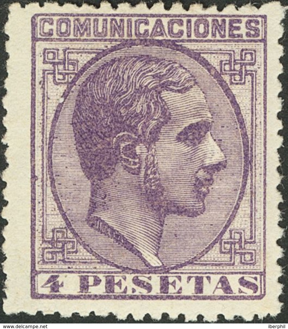 198. 1878. 4 Pts Violeta. Excelente Centraje Y Color Muy Intenso. MAGNIFICO. Cert. EXFIMA. - Otros & Sin Clasificación