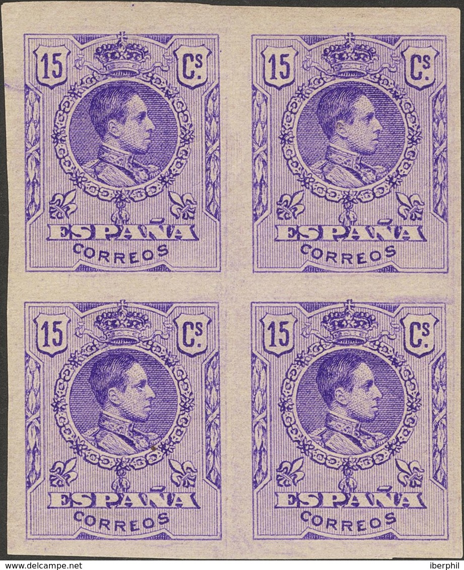 **/*270(4). 1909. 15 Cts Violeta, Bloque De Cuatro. SIN DENTAR. MAGNIFICO. Edifil 2015: +140 Euros - Sonstige & Ohne Zuordnung