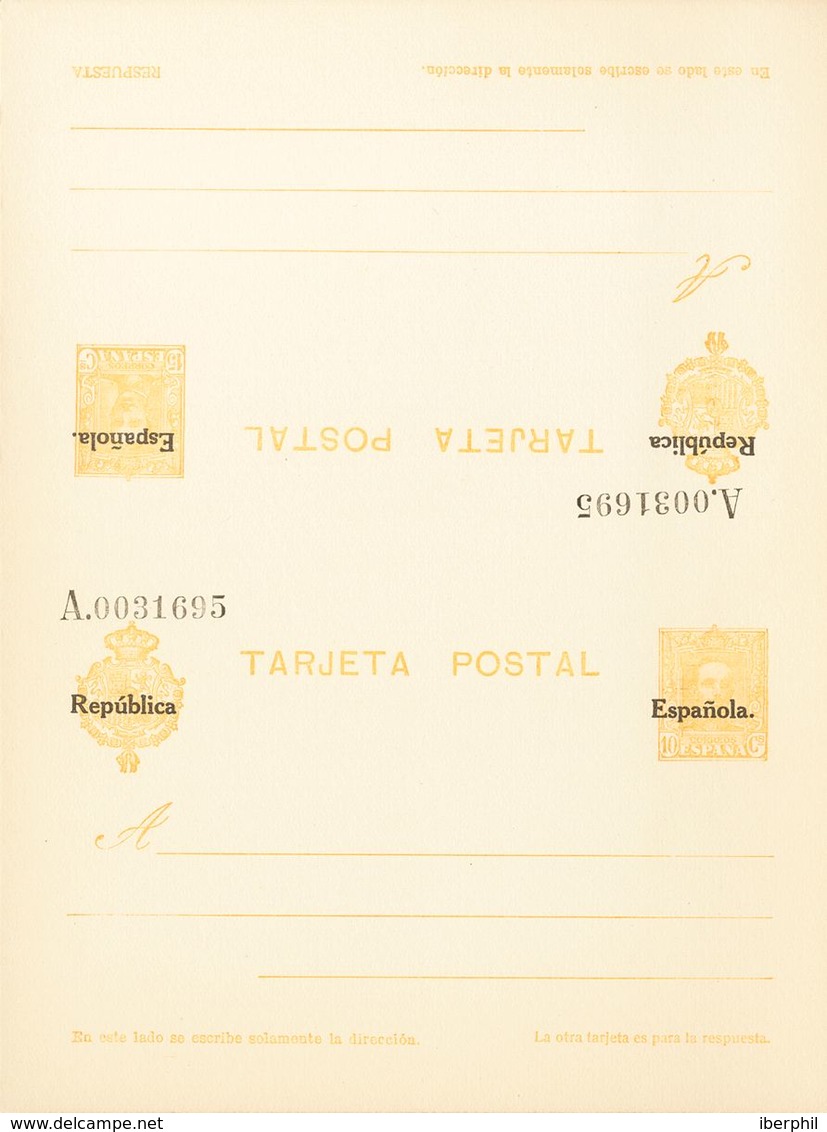 **EP64. 1931. 10 Cts + 15 Cts Amarillo Sobre Tarjeta Entero Postal De Ida Y Vuelta (sin Doblar). MAGNIFICA Y RARA. (Laíz - Autres & Non Classés