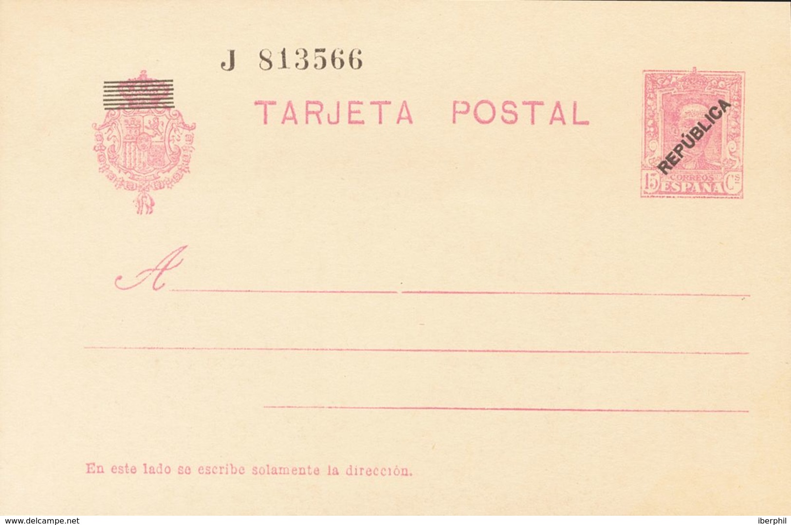 (*)EPM1. 1931. 15 Cts Lila Rosa Sobre Tarjeta Entero Postal. Sobrecarga "República", Local De Madrid. MAGNIFICA. Edifil  - Otros & Sin Clasificación