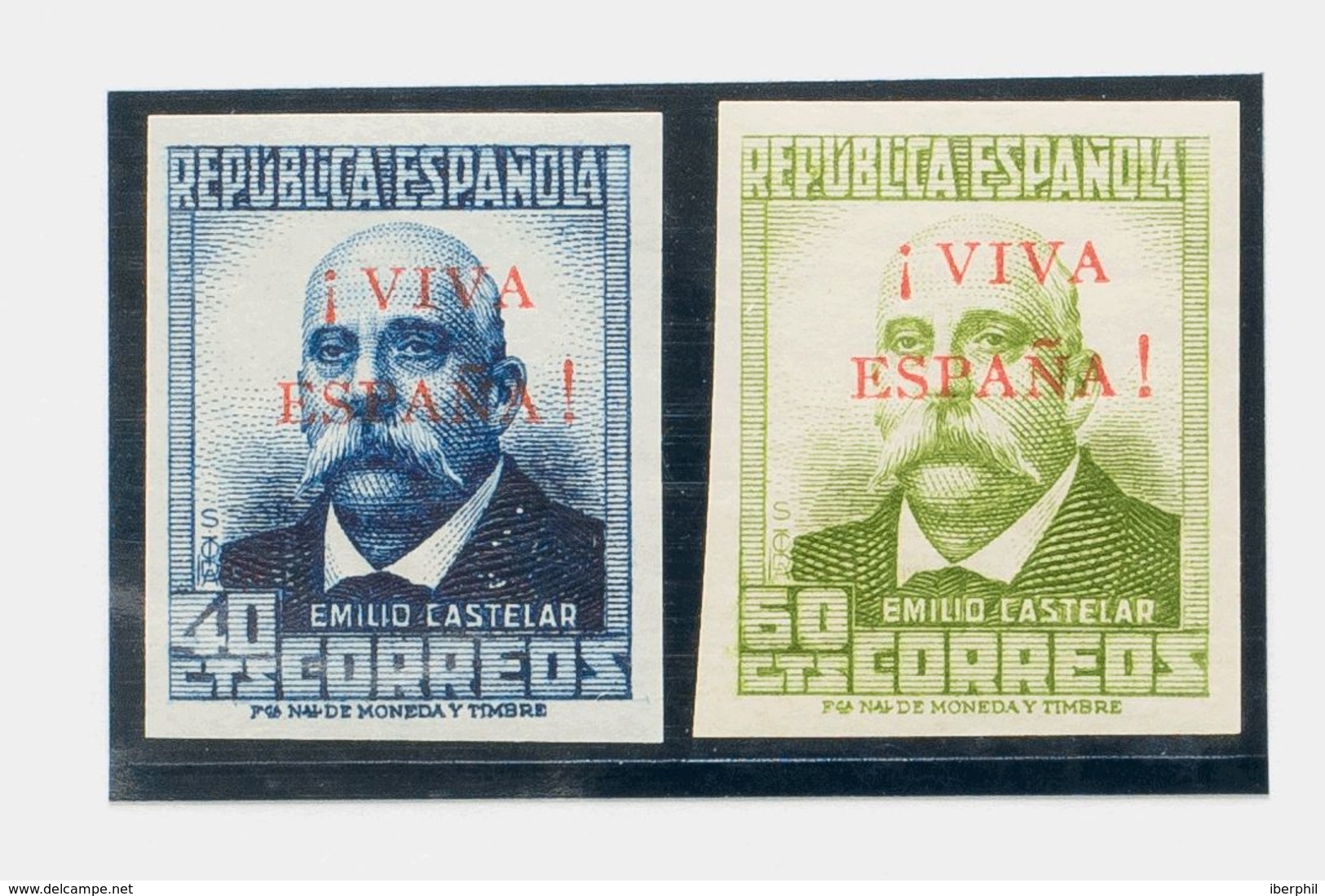 *13s, 16s. 1936. 40 Cts Azul Y 60 Cts Verde Oliva. SIN DENTAR. MAGNIFICO. Edifil 2017: 132 Euros - Otros & Sin Clasificación