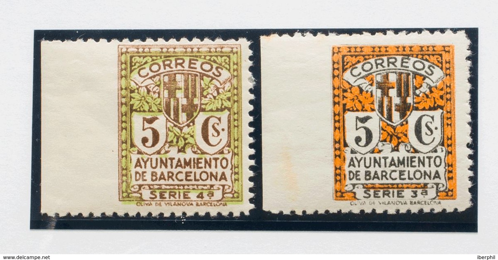 *11smi, 12smi. 1932. 5 Cts Negro Y Naranja Y 5 Cts Castaño Y Verde (conservación Habitual). Variedad SIN DENTAR EL MARGE - Other & Unclassified