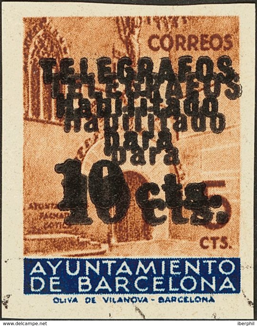 (*)9hhs. 1936. 10 Cts Sobre 5 Cts Castaño. DOBLE SOBRECARGA Y SIN DENTAR. MAGNIFICO. Edifil 2011: 175 Euros - Autres & Non Classés