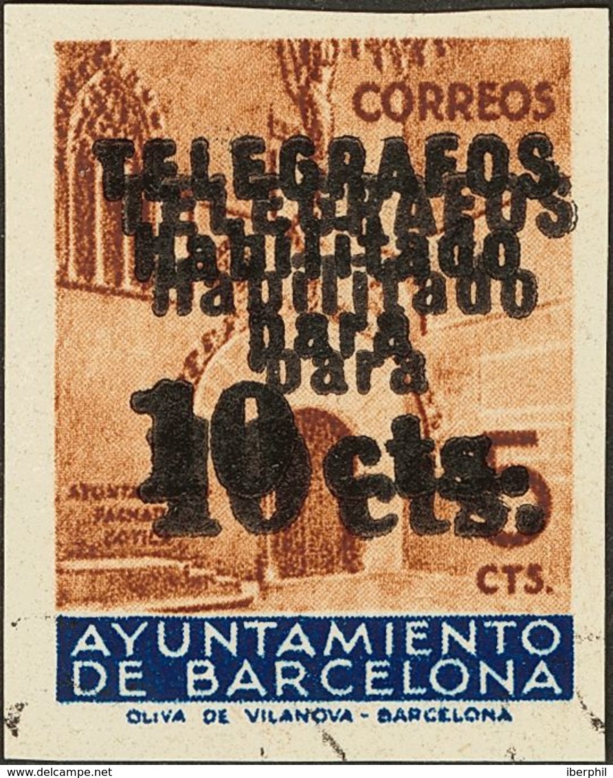 (*)9hhs. 1936. 10 Cts Sobre 5 Cts Castaño. DOBLE SOBRECARGA Y SIN DENTAR. MAGNIFICO. Edifil 2011: 175 Euros - Other & Unclassified