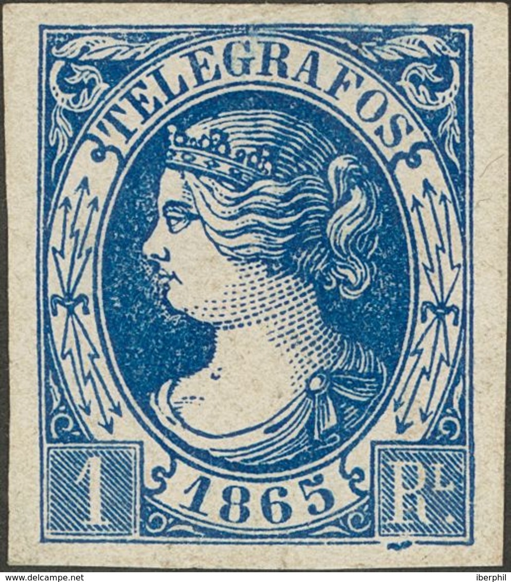 (*)5. 1865. 1 Real Azul. Color Muy Intenso Y Grandes Márgenes. MAGNIFICO. Cert. EXFIMA. Edifil 2019: 195 Euros - Other & Unclassified