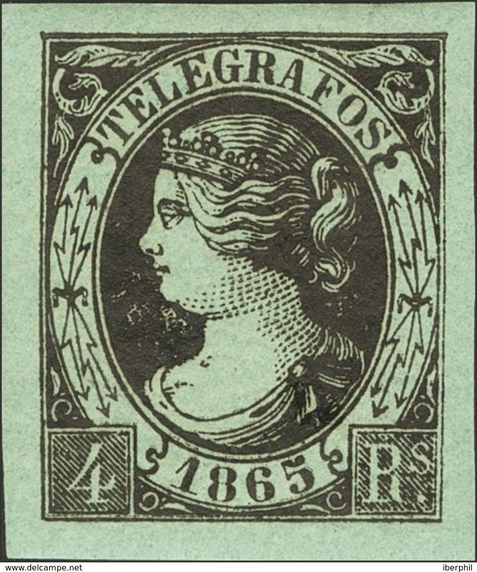 *6. 1865. 4 Reales Negro Sobre Verde. PIEZA DE LUJO. Cert. EXFIMA. Edifil 2019: 235 Euros - Other & Unclassified