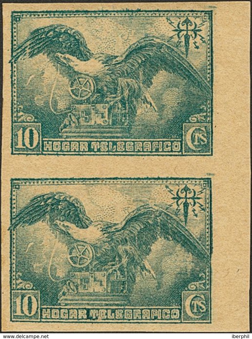 *. 1932. 10 Cts Azul Verdoso, Pareja. ENSAYO DE COLOR, De Un Diseño No Adoptado (sin Dentar). MAGNIFICA. - Other & Unclassified