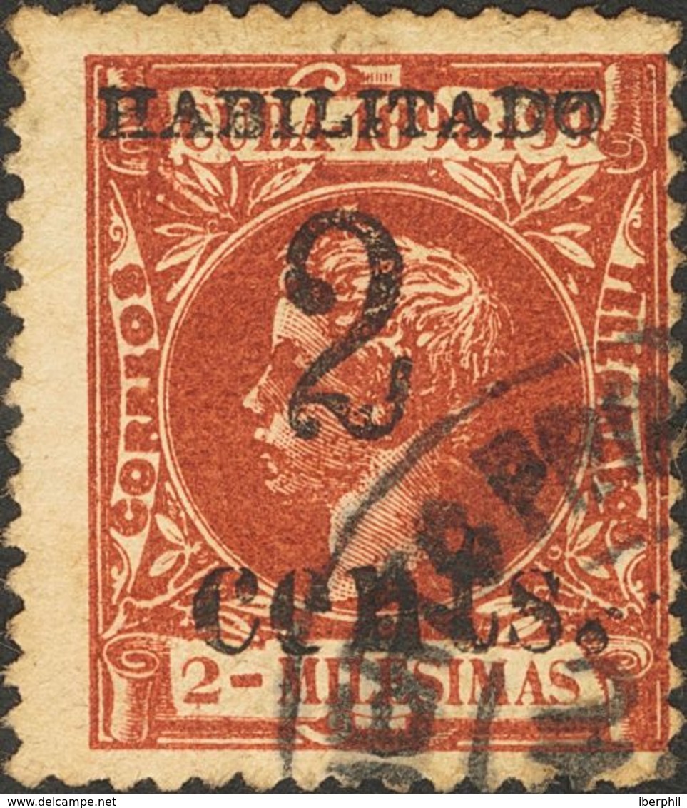 º2A. 1898. 2 Cts Sobre 2 Mils Castaño (Posición 2). BONITO Y RARO. Cert. ECHENAGUSIA. - Andere & Zonder Classificatie