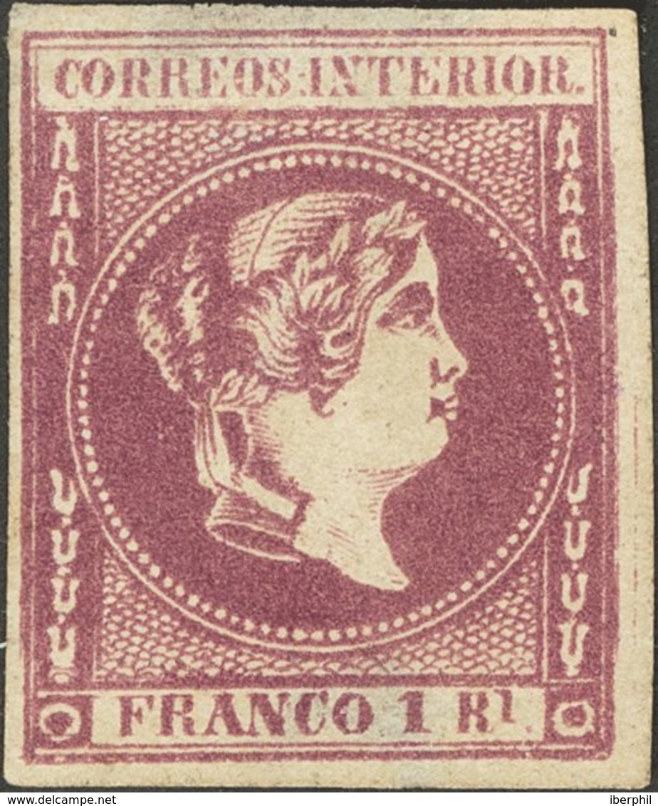 (*)13. 1863. 1 Real Violeta (adelgazado). MAGNIFICO. Cert. CEM. Edifil 2019: 980 Euros - Other & Unclassified