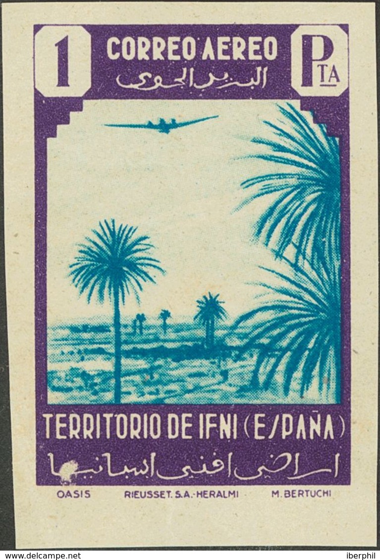 (*)31s. 1943. 1 Pts Violeta Y Azul. SIN DENTAR Y Al Dorso ARCHIVO RIEUSSET MUESTRA. MAGNIFICO. - Andere & Zonder Classificatie