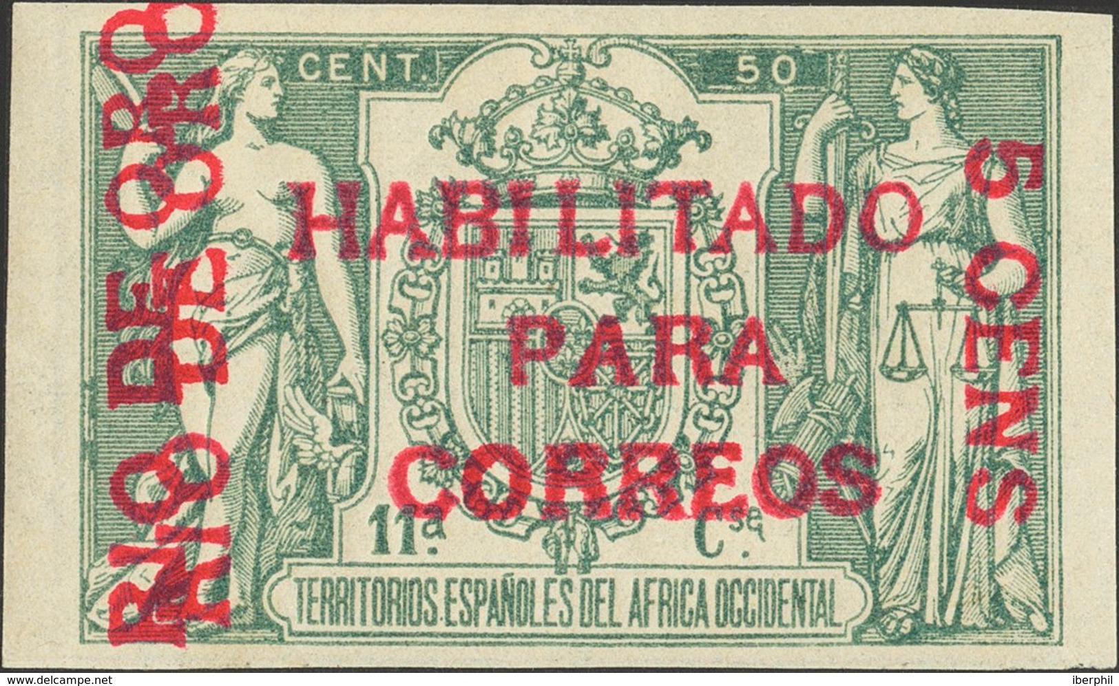 *40C. 1908. 5 Cts Sobre 50 Cts Verde (con Número). MAGNIFICO. Edifil 2013: 280 Euros - Other & Unclassified