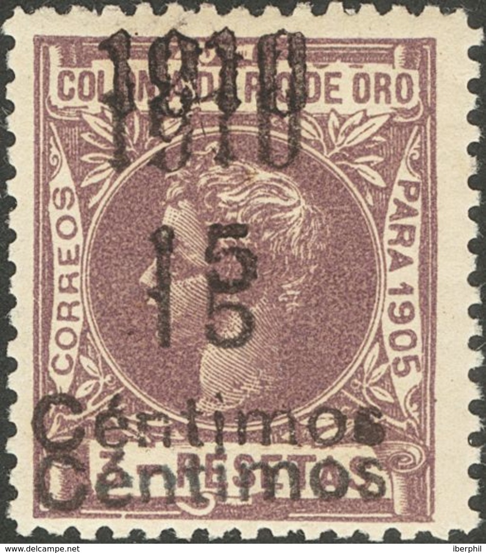 *57hh. 1910. 15 Cts Sobre 3 Pts Violeta. Variedad SOBRECARGA DOBLE. MAGNIFICO. Edifil 2018: 195 Euros - Sonstige & Ohne Zuordnung