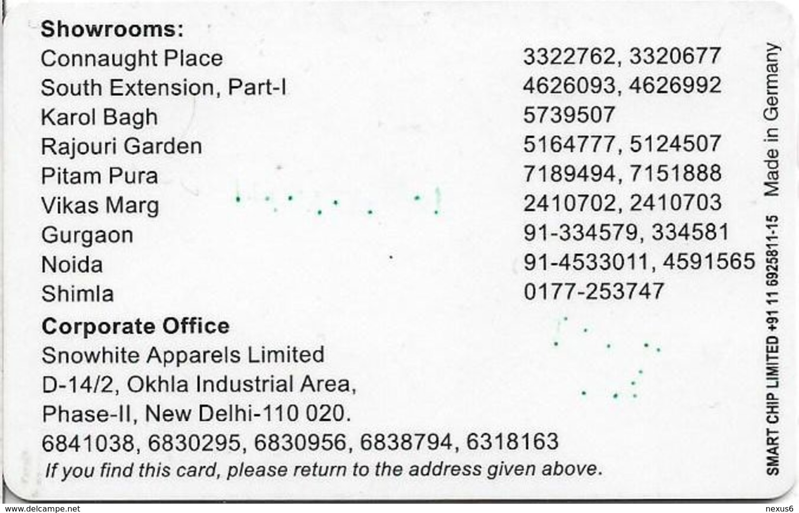 India - Snowhite Square Stores Chip Used PowerCard - Sonstige & Ohne Zuordnung