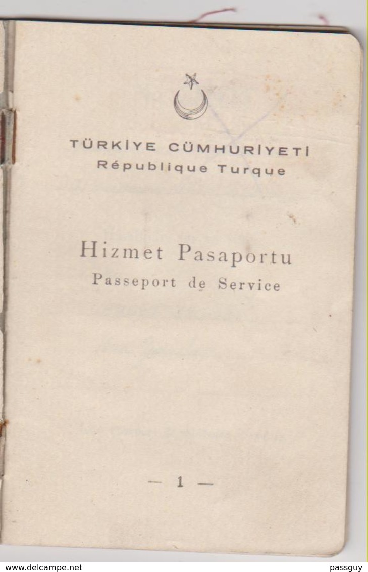 TURKEY Service Passport  1955 TURQUIE Passeport De Service – Dienstpaß - Documents Historiques