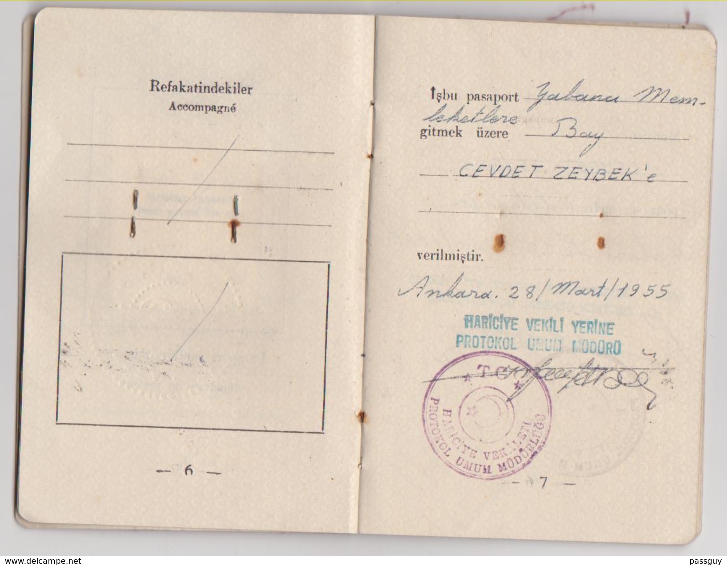 TURKEY Service Passport  1955 TURQUIE Passeport De Service – Dienstpaß - Documents Historiques