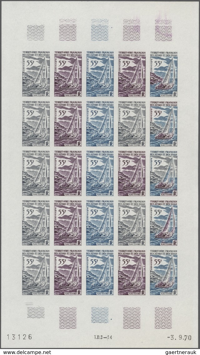 Afar Und Issa: 1969/1977, IMPERFORATE COLOUR PROOFS, MNH Collection Of 52 Complete Sheets (=1.200 Pr - Andere & Zonder Classificatie