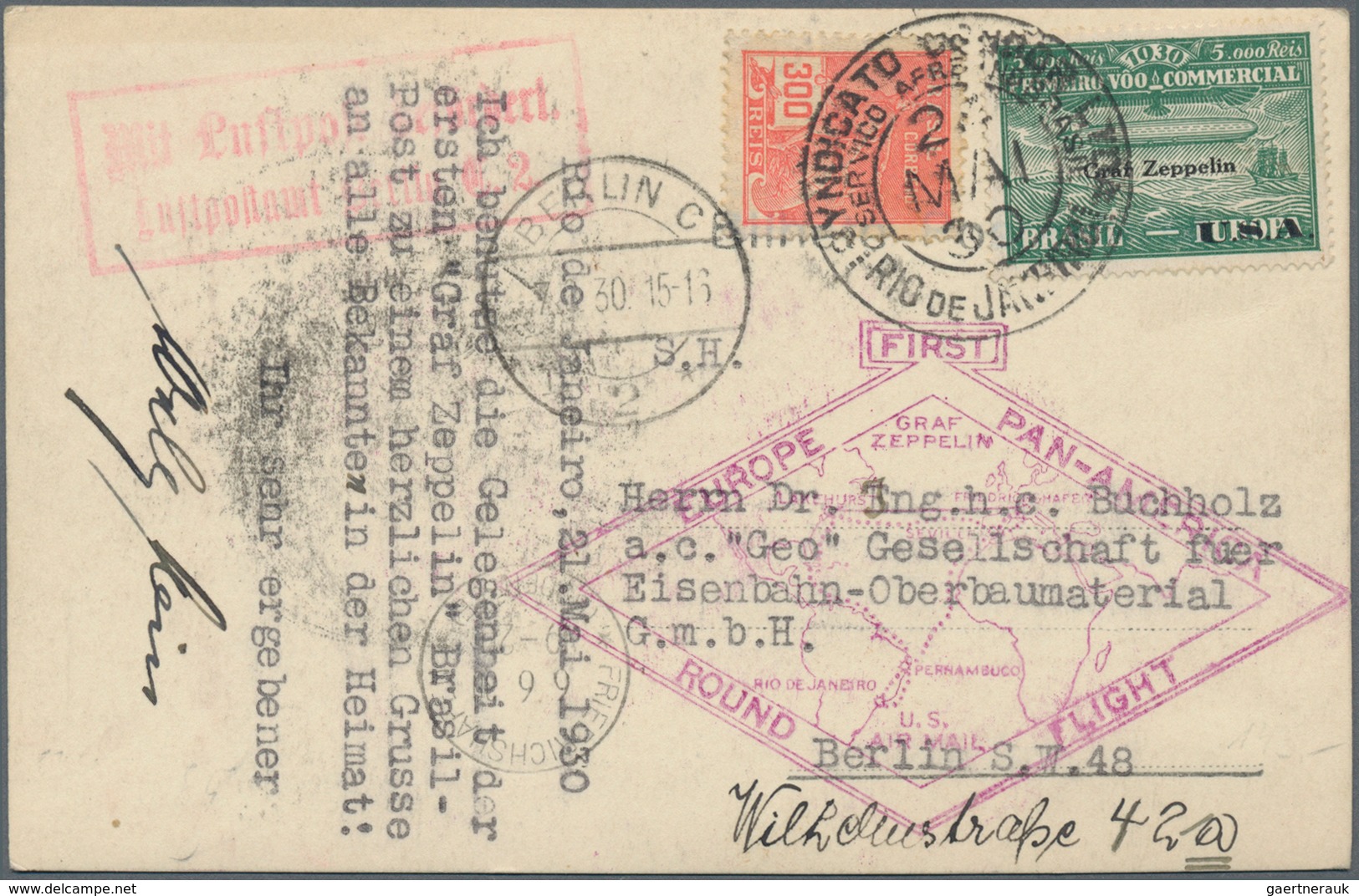 Brasilien - Zeppelinpost: 1930, Zeppelin South America Trip, Group Of 18 Covers/cards, Slightly Vari - Aéreo