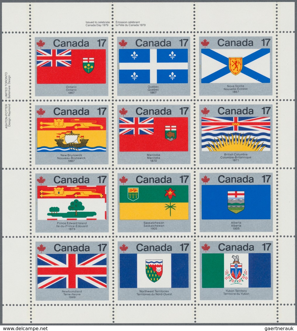 Canada: 1979, Flags, Michel No. 731/742 Mint Never Hinged, 3692 Sets In Se-tenant Sheets. Face Value - Colecciones