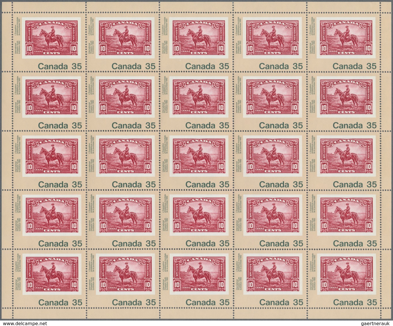 Canada: 1982, International Philatelic Youth Exhibition, Michel No. 822 (150), 823 (175), 824 (225), - Verzamelingen