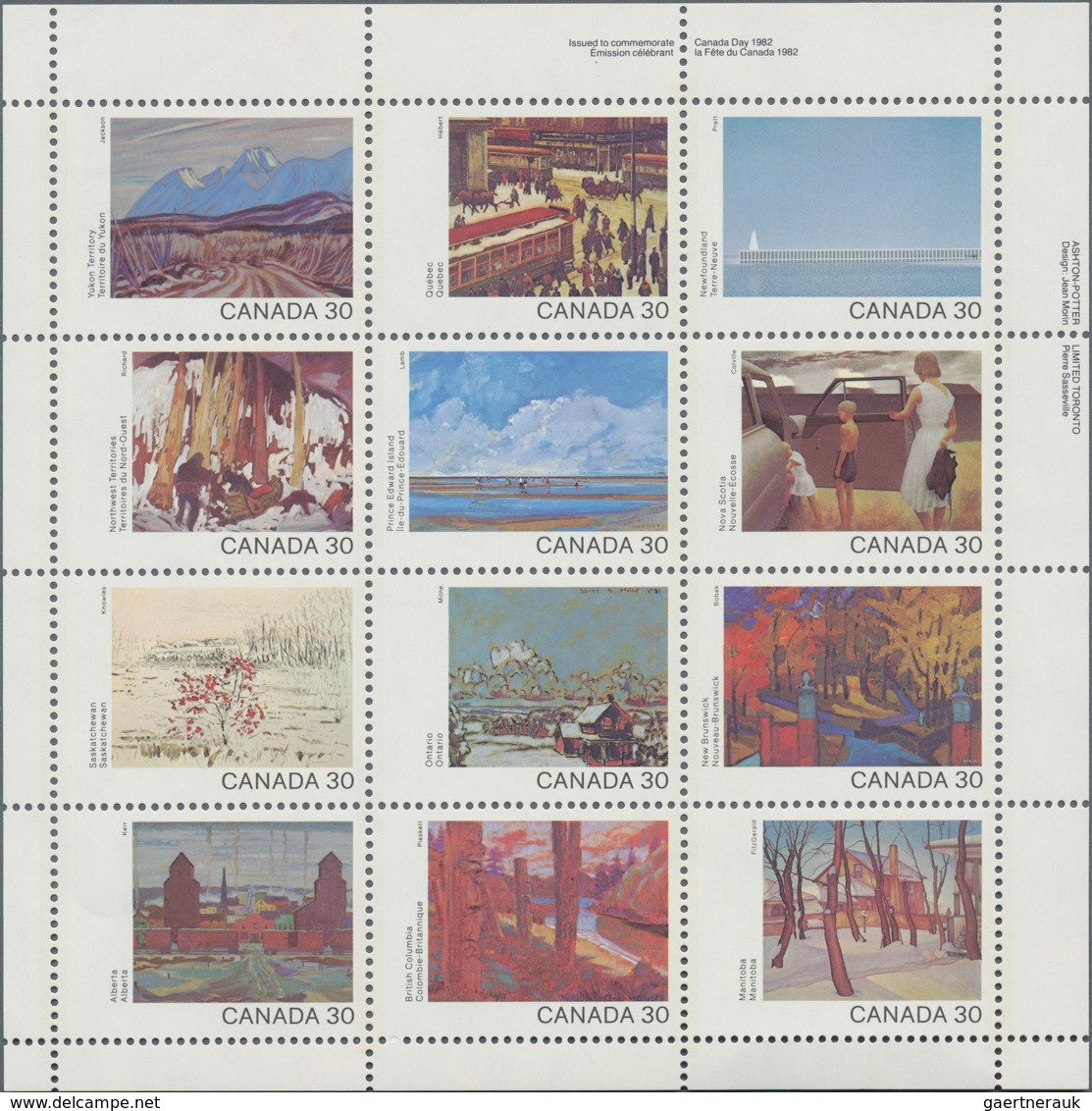 Canada: 1982, Paintings / Canada Day, Michel No. 835/846, 894 Sets In Se-tenant Sheets Mint Never Hi - Colecciones