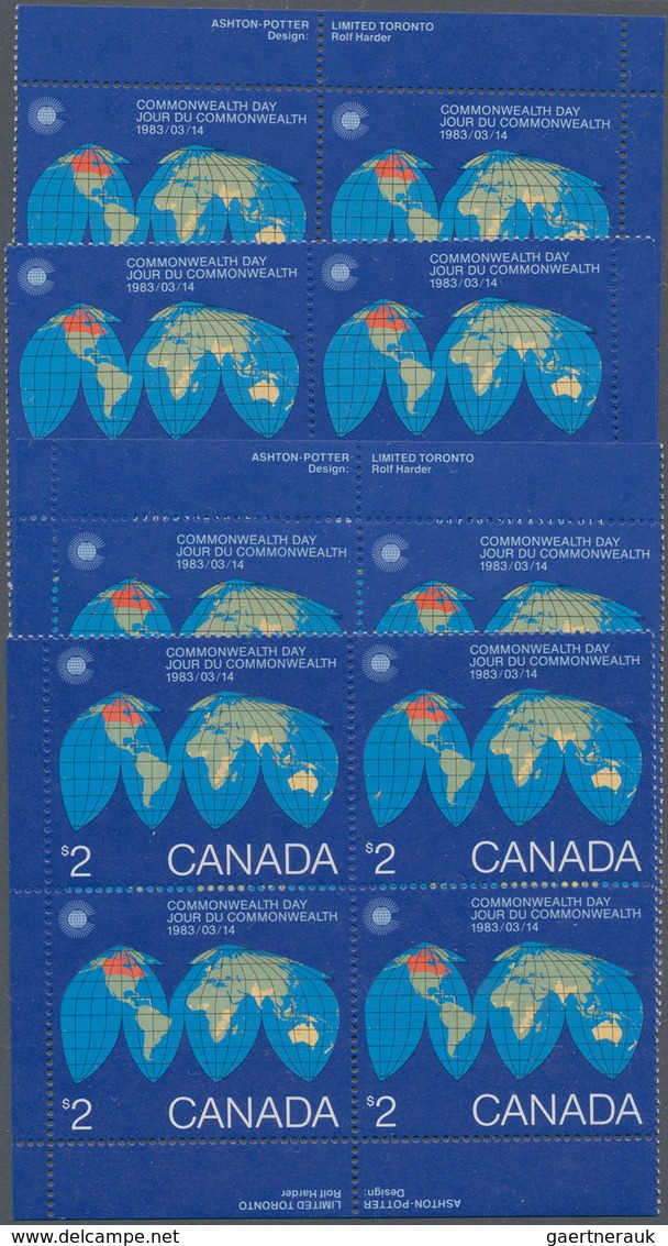 Canada: 1983, Commonwealth Day, Michel No.867 In Full Sheets, Singles, Inscription Corner Blocks. In - Sammlungen