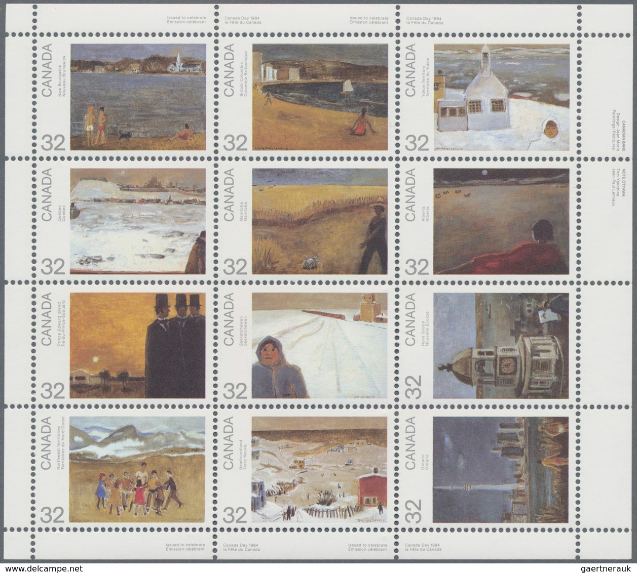 Canada: 1984/1987, Paintings And CAPEX, Michel No. 910-921 (68) And Block 6 (217) Mint Never Hinged. - Verzamelingen