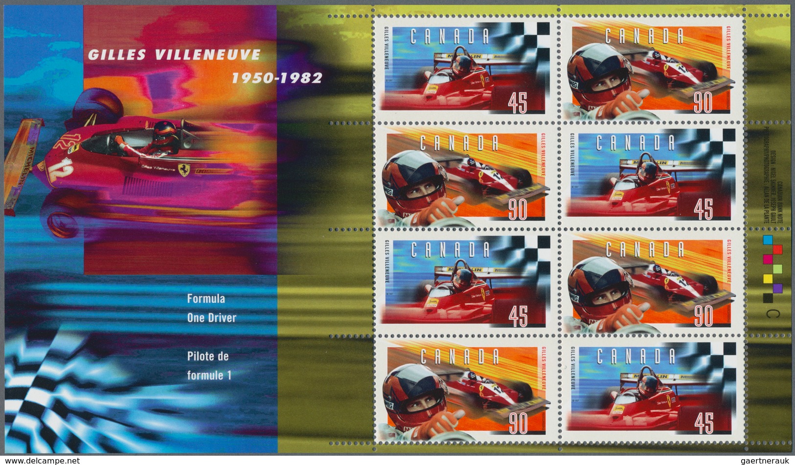 Canada: 1997, Gilles Villeneuve Formula 1, 52 Folders With Michel No. Block 22 Mint Never Hinged. Fa - Colecciones