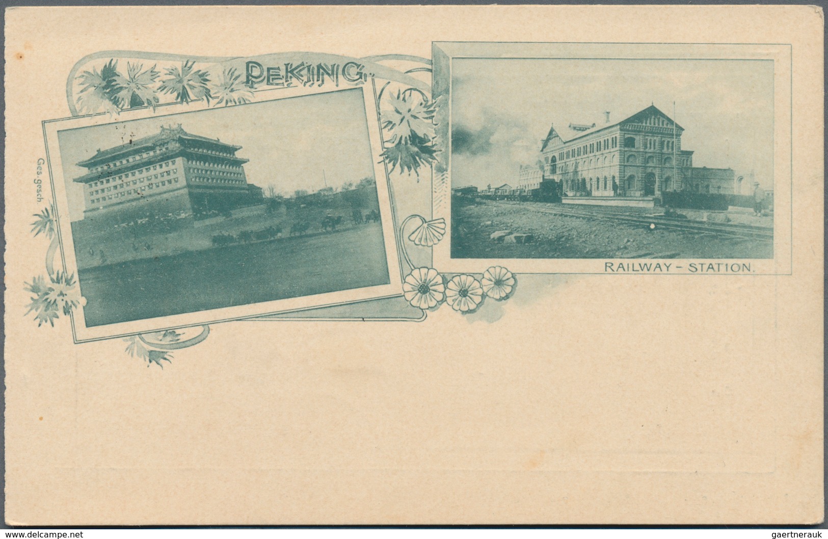 China: 1900/11, Picture Post Cards W. Lithos (12) With Views Mainly Of Peking Inc. Hotel Tallieu, Rw - Otros & Sin Clasificación