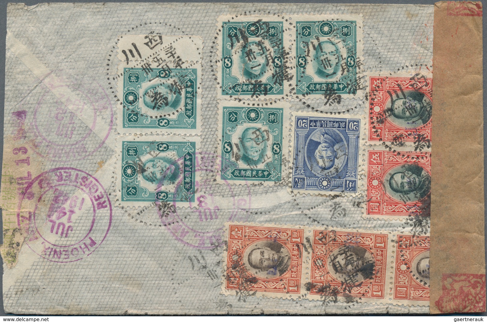 China: 1939/1944, Attractive Group Of 9 Censor Covers, Mostly Airmail To Europe Or USA, Comprising V - Andere & Zonder Classificatie