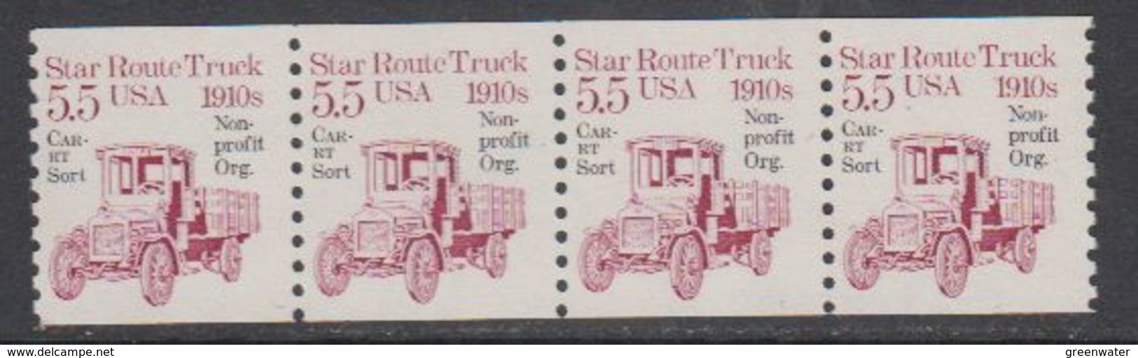 USA 1985 Star Route Truck 1910s 1v  Non Profit Strip Of 4 ** Mnh (43129D) - Ongebruikt