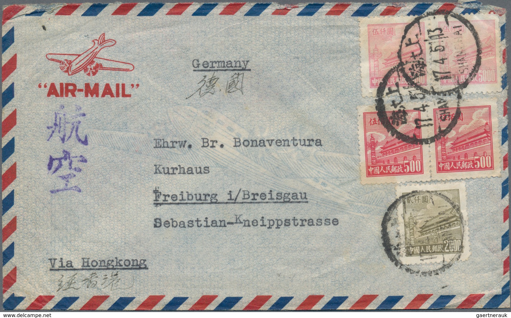 China - Volksrepublik: 1950, Tien An Men Covers (12): Air Mail To Germany (4) Inc. One Taxed, Used I - Andere & Zonder Classificatie
