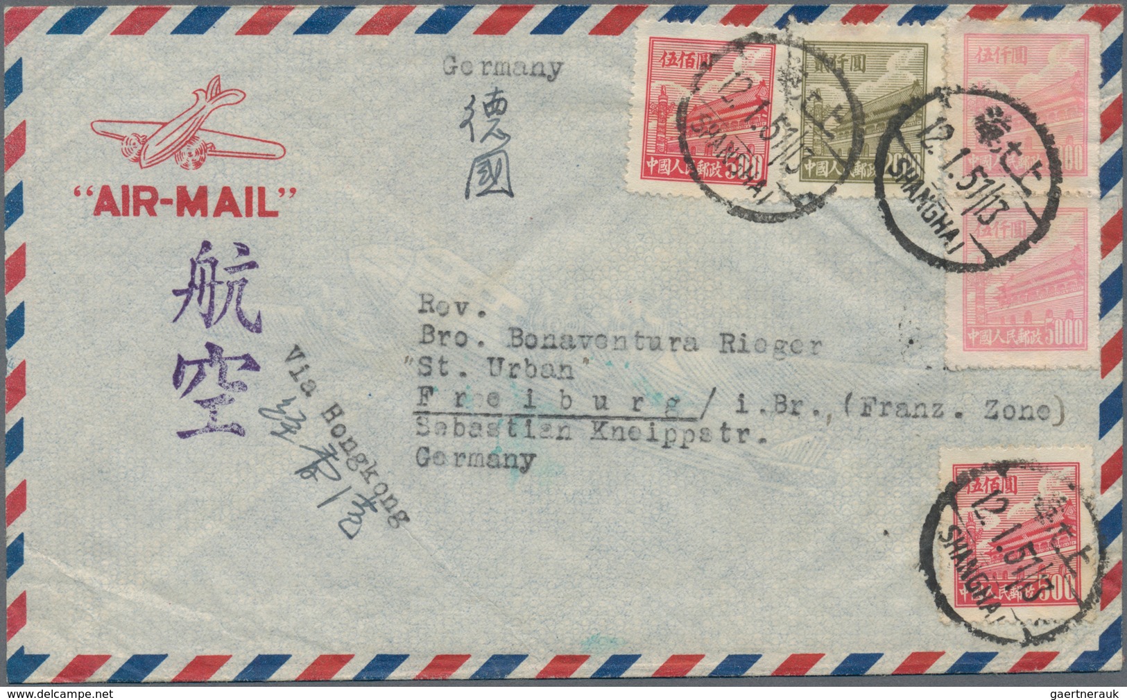 China - Volksrepublik: 1950, Tien An Men Covers (12): Air Mail To Germany (4) Inc. One Taxed, Used I - Otros & Sin Clasificación