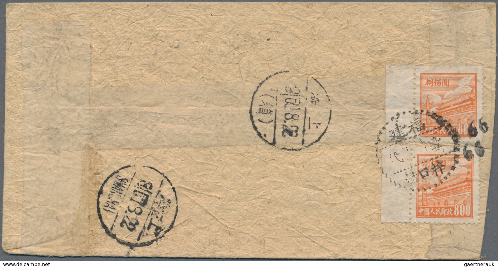 China - Volksrepublik: 1950, Tien An Men covers (12): air mail to Germany (4) inc. one taxed, used i