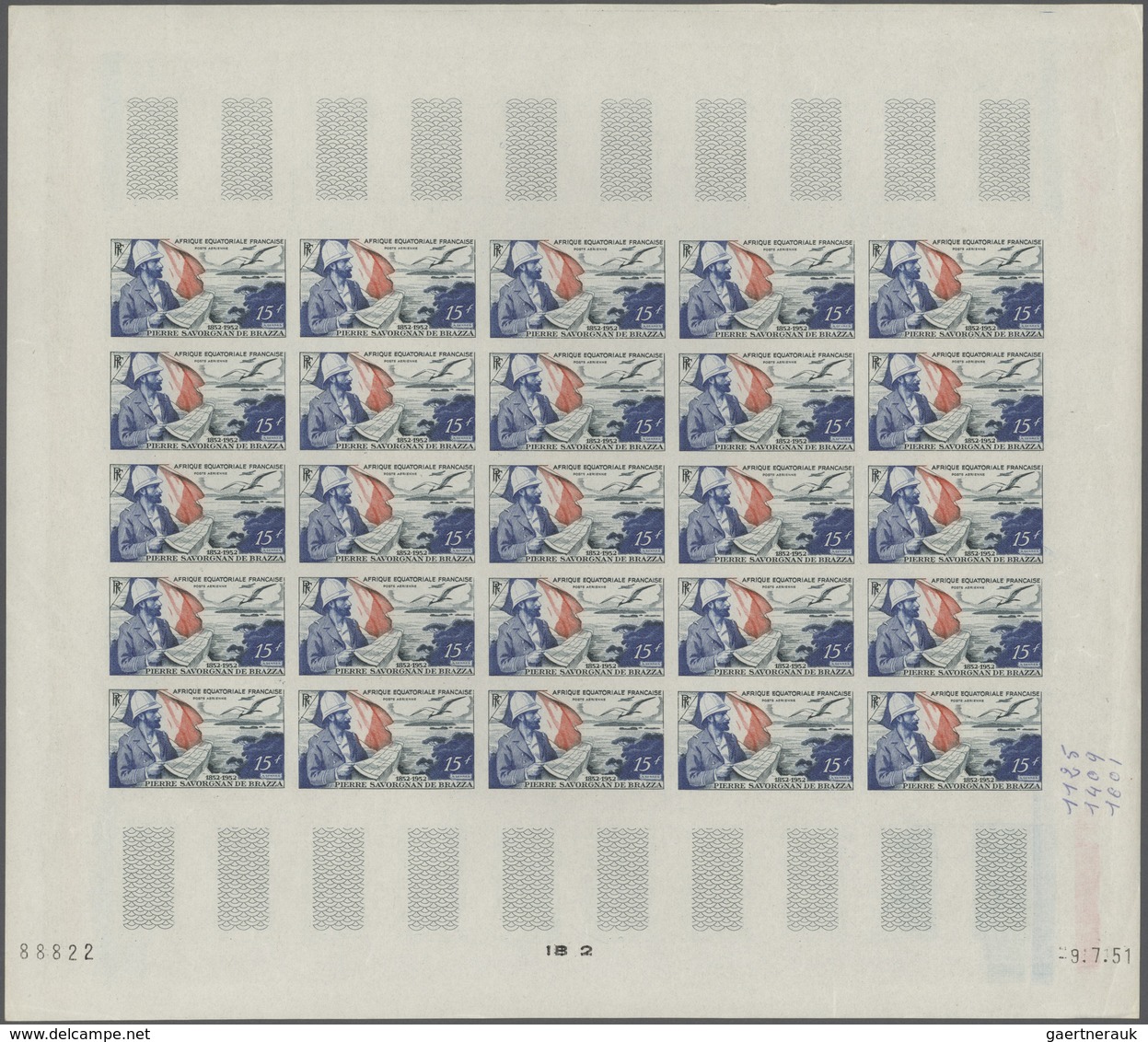 Französisch-Äquatorialafrika: 1951/1957, IMPERFORATE COLOUR PROOFS, MNH Collection Of 18 Complete Sh - Cartas & Documentos