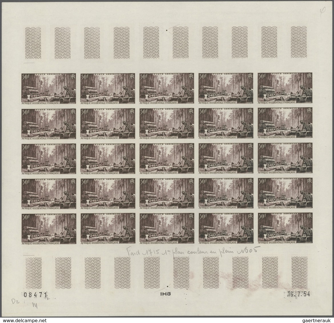 Französisch-Westafrika: 1954/1958, IMPERFORATE COLOUR PROOFS, MNH Assortment Of Twelve Complete Shee - Sonstige & Ohne Zuordnung