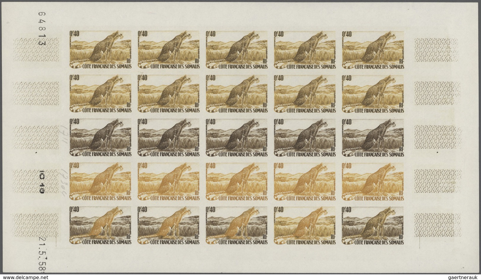 Französische Somaliküste: 1956/1958, IMPERFORATE COLOUR PROOFS, MNH Assortment Of Twelve Complete Sh - Ongebruikt