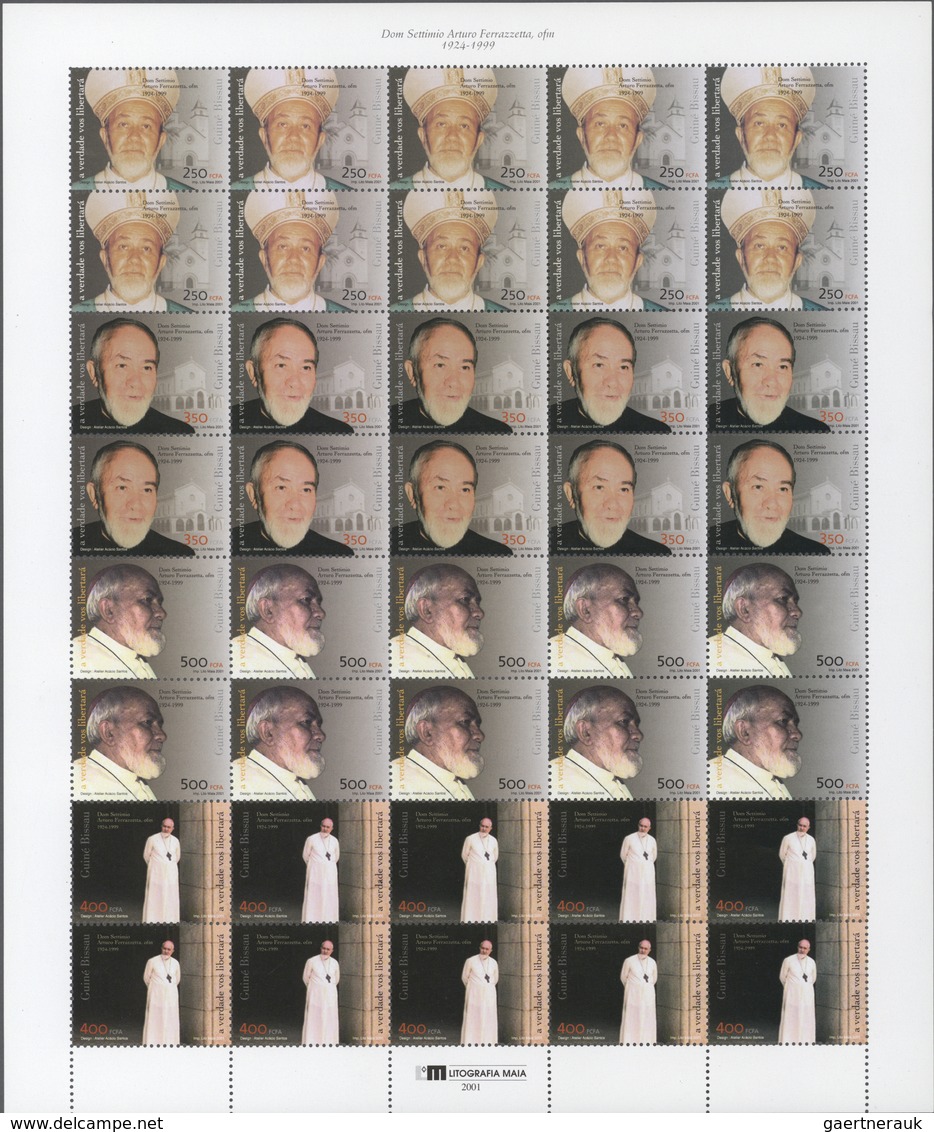 Guinea-Bissau: 2001, BISHOP FERRAZETTA, Complete Set Of Four In Se-tenant Sheets Of Ten Sets, In An - Guinea-Bissau