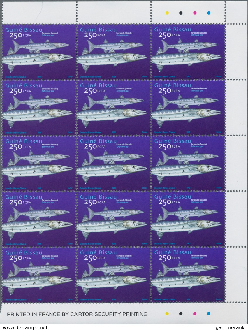 Guinea-Bissau: 2001/2002, stock of thousands of complete sets (often in units or sheets) and souveni