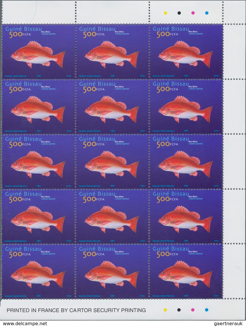 Guinea-Bissau: 2001/2002, stock of thousands of complete sets (often in units or sheets) and souveni