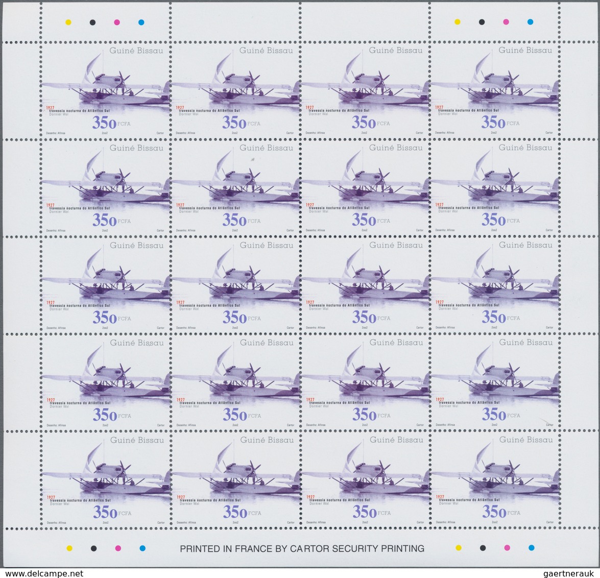 Guinea-Bissau: 2002, AVIATION, Complete Set Of Four In Miniature Sheets With 20 Stamps Each, In An I - Guinée-Bissau