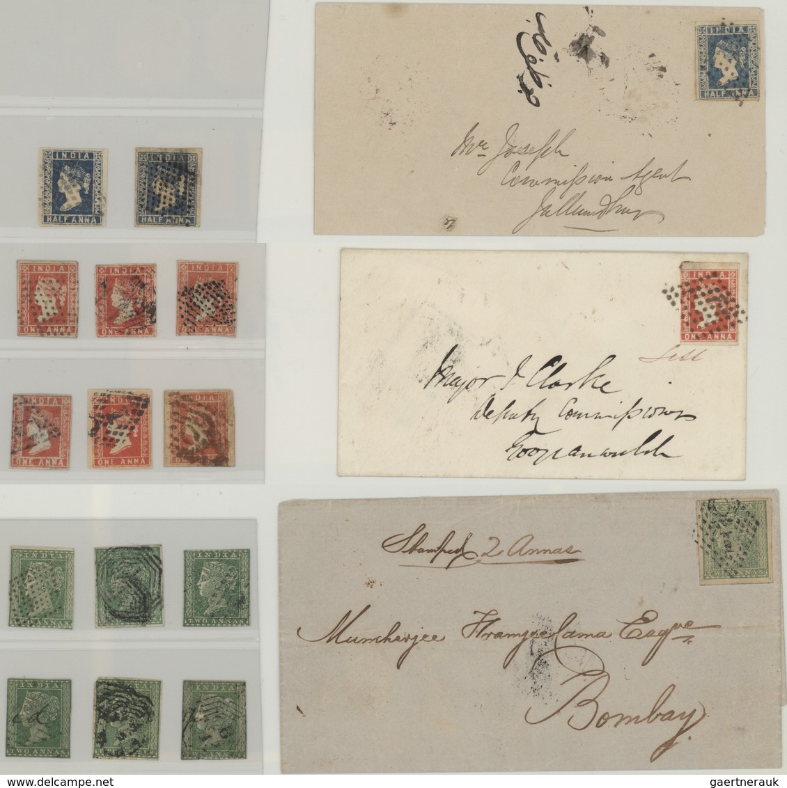 Indien: 1854-55 Lithographs: Collection Of 23 Single Stamps Used And Four Covers, With Two Singles A - 1854 Britse Indische Compagnie