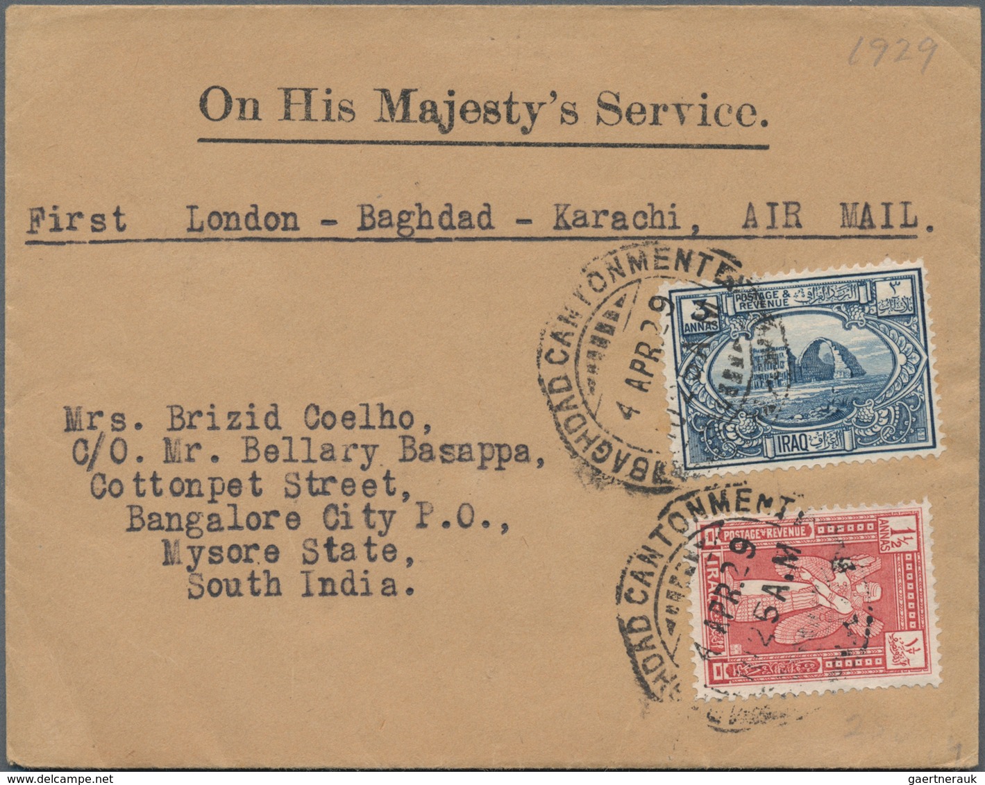 Irak: 1917/80 (ca.), Cover Lot Inc. Occupation (4 Inc. From "office Of The Director Of Posts & Teles - Irak