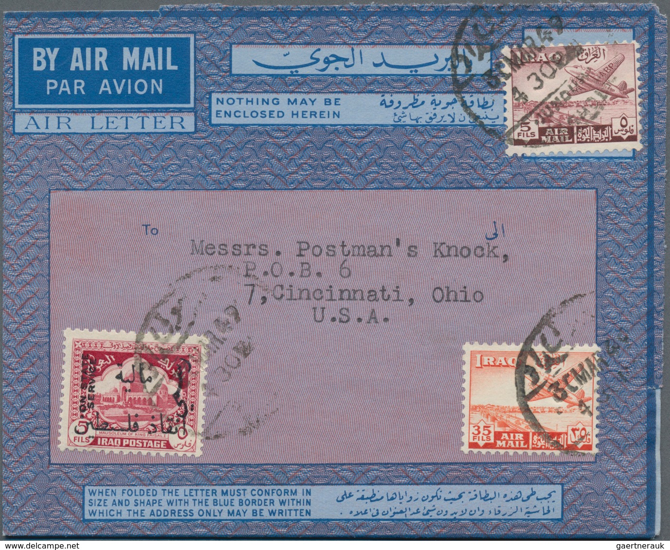 Irak: 1917/80 (ca.), Cover Lot Inc. Occupation (4 Inc. From "office Of The Director Of Posts & Teles - Irak