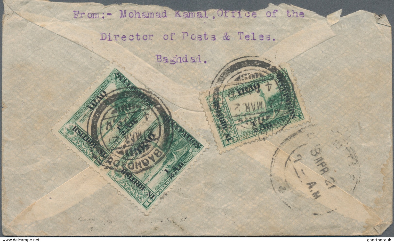 Irak: 1917/80 (ca.), cover lot inc. occupation (4 inc. from "office of the Director of Posts & Teles